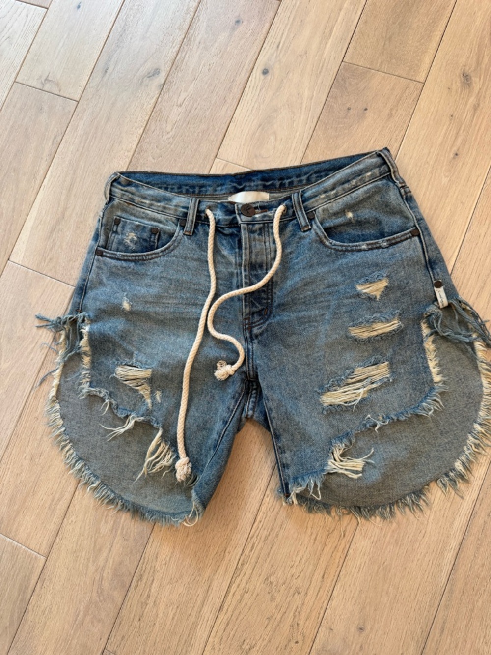 One Teaspoon Light Wash Denim Shorts with Contrast Stitching